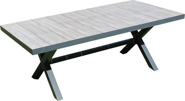 Leco Tisch Manhattan moderner Gartentisch aus Keramik und Aluminium in Anthrazit, Braun und Grau B/T/H: 101 x 101 x 75 cm - Bild 1