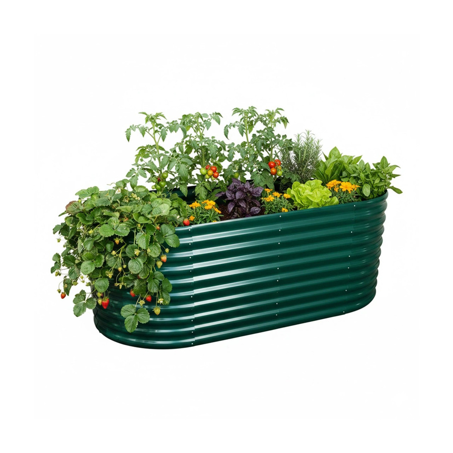 Relaxdays Hochbeet aus Metall in Grün, Halbrund, B: 160 cm, T: 80 cm, H: 80 cm - Bild 2