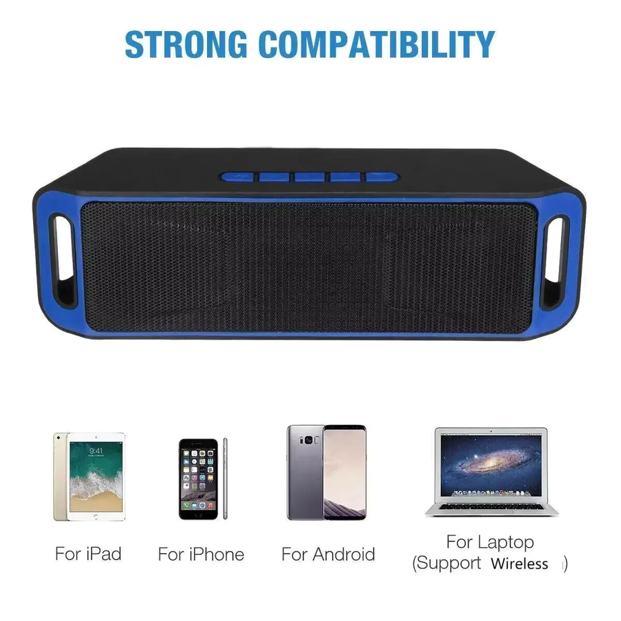 VIKEFON Tragbarer Bluetooth-Lautsprecher mit Stereo-Subwoofer, FM-Radio, USB und integriertem Mikrofon in Schwarz - Bild 3