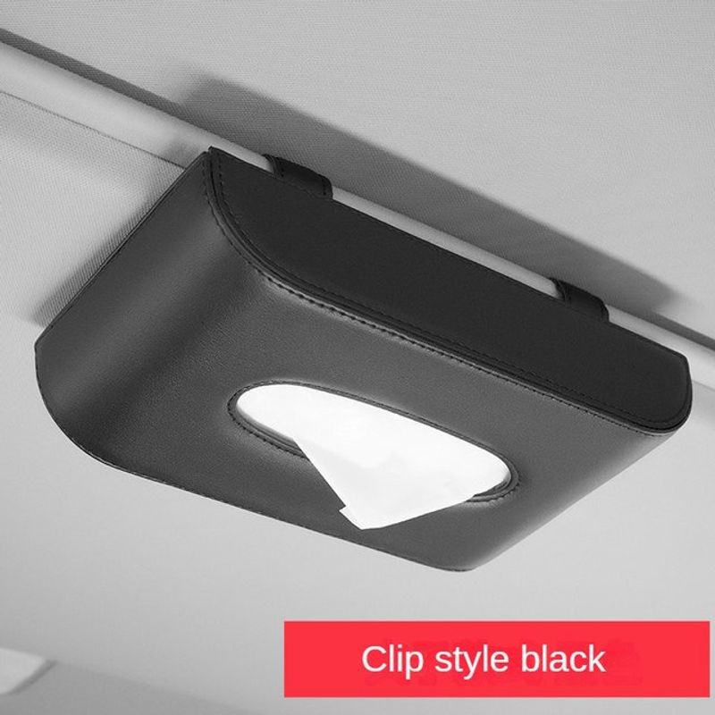 Multifunktionale Auto Taschentuch Box aus Leder in Schwarz als hängende Armlehnen Box zur Auto Dekoration - Bild 1