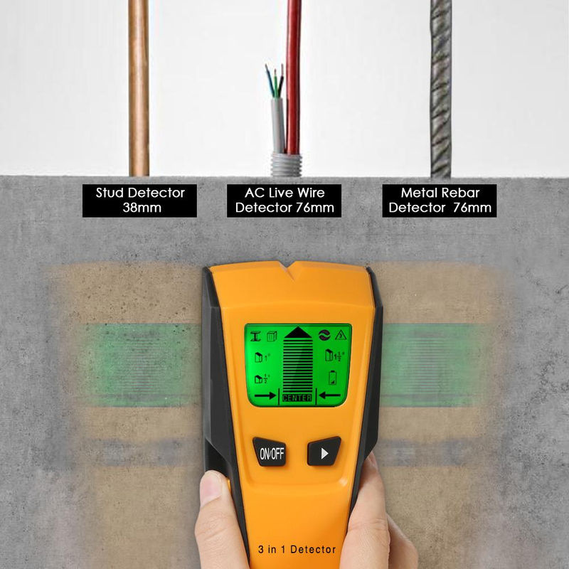 Kkmoon 3-in-1 Multifunktions-Wanddetektor mit LCD-Digitalanzeige zum Finden von Metall, Holz und AC-Kabeln in Orange - Bild 5
