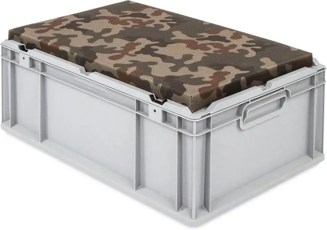 PROREGAL Eurobox NextGen Seat Box Camouflage in Grau, Sitzbox und Transportbox aus Kunststoff, H x B x T: 26,5 x 40 x 60 cm - Bild 1