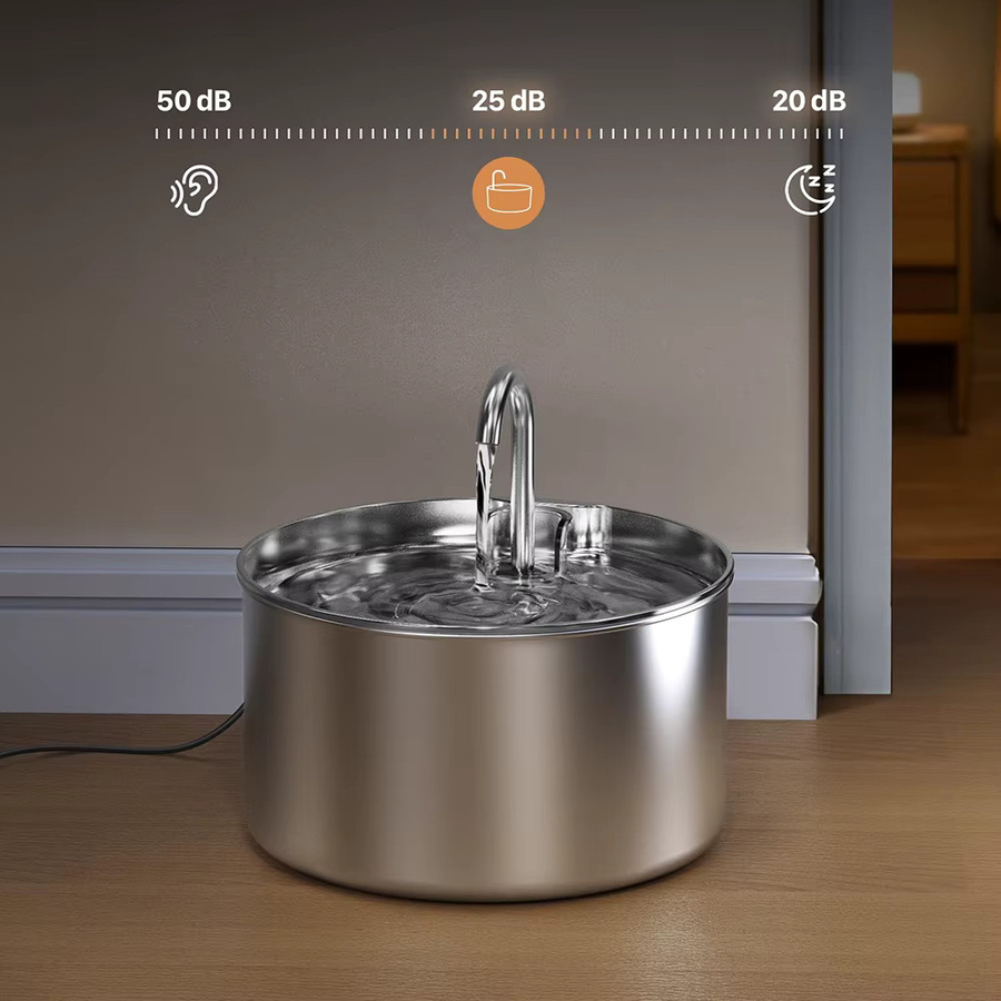 ZYFeeder Automatischer Wasserbrunnen für Katzen und Hunde aus Edelstahl in Silber, 2,2 l - Bild 4