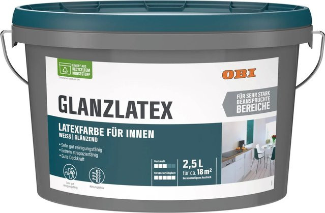 OBI Glanzlatex Weiß glänzend 2,5 l - Bild 1