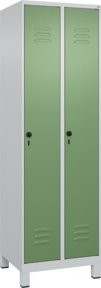 C+P Spind Classic PLUS Spind mit 2 Abteilen, Füße, Grau/Grün, H x B x T: 195 x 60 x 50 cm - Bild 1