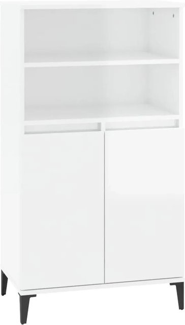 vidaXL Highboard in Hochglanz-Weiß aus Holzwerkstoff und Metall, B/T/H: 60 x 36 x 110 cm - Bild 1