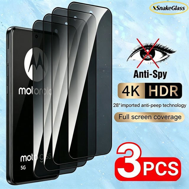 HKSN 3-teiliges Sichtschutzfolie aus gehärtetem Glas für Motorola G86 G82 G72 G55 G56 E40 E22 E14, Anti-Peep und kratzfester Displayschutz, transparent - Bild 1