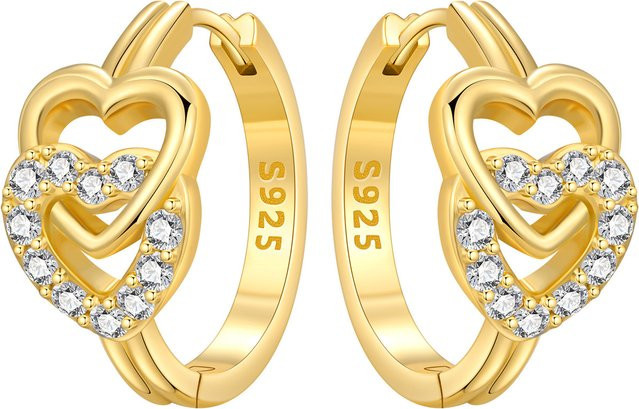 CYCUFF Creolen Doppelherz, 925 Silber, Bicolor, Damen - Bild 1