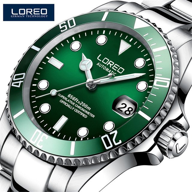 LOREO Armbanduhr Automatik, Edelstahl, Saphirglas, Grün, Herren - Bild 1