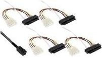 InLine Mini SAS HD Kabel SFF-8643 gewinkelt auf 4x SFF-8482 29-polig mit Strom, Schwarz, 1 m - Bild 1