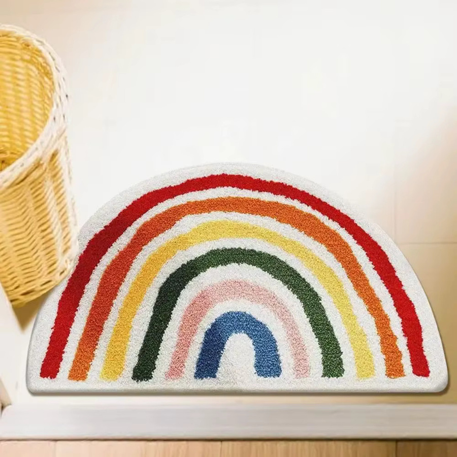 VIKAMA Regenbogen Fußmatte in Multicolour, halbkreisförmiger rutschfester Teppich für Innen und Außen, B: 60 cm, T: 40 cm - Bild 2