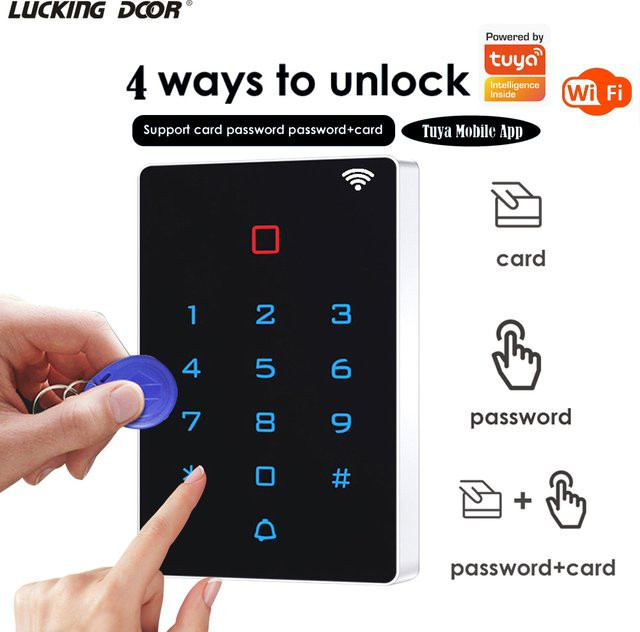 LUCKING DOOR WLAN-App Touch-Zutrittskontroll-Tastenfeld mit RFID 125kHz Kartenleser, Wasserdichtes Wiegand 26 Terminal für 2000 Benutzer - Bild 1