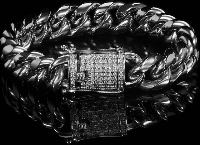 Armband Titanstahl, 12 mm Diamantschnalle, 18 cm, grau, Herren - Bild 1