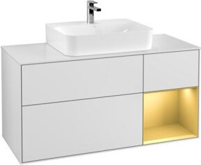 V&B Waschtischunterschrank Finion mit Wandbeleuchtung, Farbe Weiß lackiert, Breite: 120 cm, Tiefe: 50,1 cm, Höhe: 50,1 cm - Bild 1