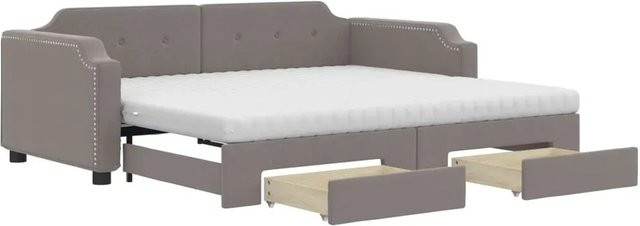 vidaXL Tagesbett ausziehbar mit Schubladen in Taupe, B/T/H: 100 x 200 x 66,5 cm - Bild 1