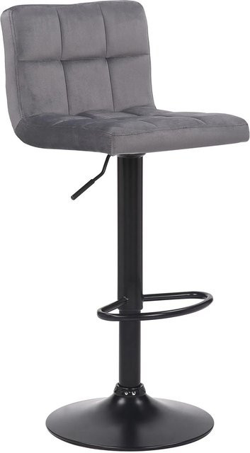 CLP Barhocker Feni moderner Samt Barhocker in Grau mit Metallgestell - Bild 1