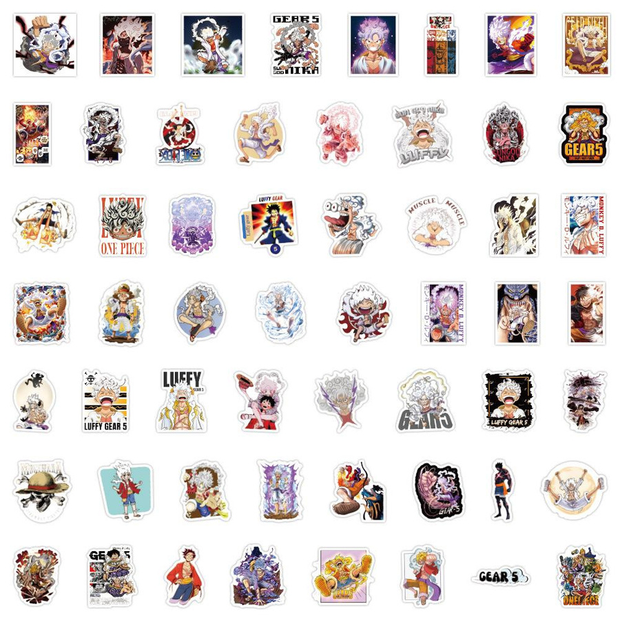 One Piece Ruffy Gear 5 Graffiti Aufkleber Set für Koffer, Notizbücher und Wasserflaschen, Mehrfarbig - Bild 2