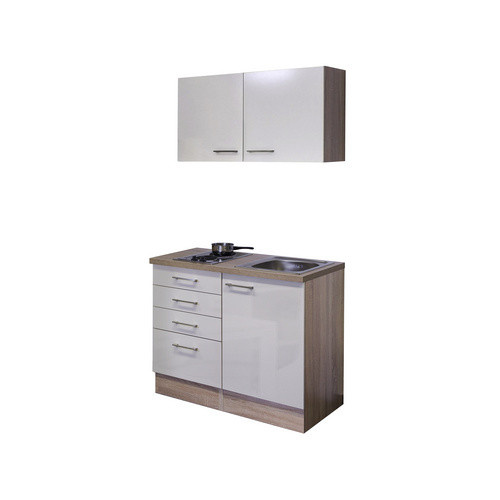 Flex-Well Miniküche Orlando in Kaschmir und beige mit HPL-Arbeitsplatte, Breite: 100 cm, Tiefe: 57 cm, Höhe: 200 cm - Bild 3
