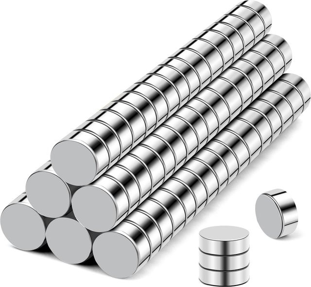 100 Stück Neodym-Magnet-Scheiben in Silber, Mini-Rundmagnete Durchmesser: 6 mm, Höhe: 3 mm für Whiteboard, Kühlschrank und Bastelarbeiten - Bild 1