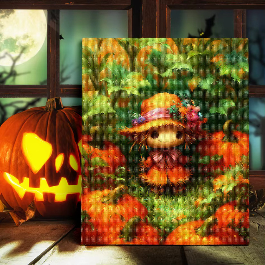 SDOYUNO Diamond Painting Set Halloween Motiv mit bunten Kristall-Mosaiksteinen in runder Form - Bild 3