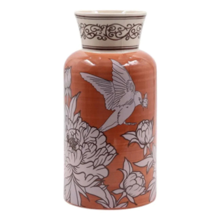 Mansion Earthy Bloom Keramikvase mit Blumenprint in Braun, Höhe: 24 cm - Bild 1