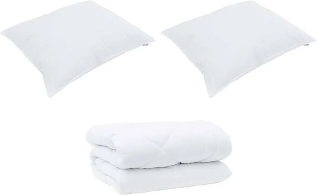 vidaXL Winterbettdecke mit Kissen Set aus Mikrofaser, 3-teilig, Weiß - Bild 1