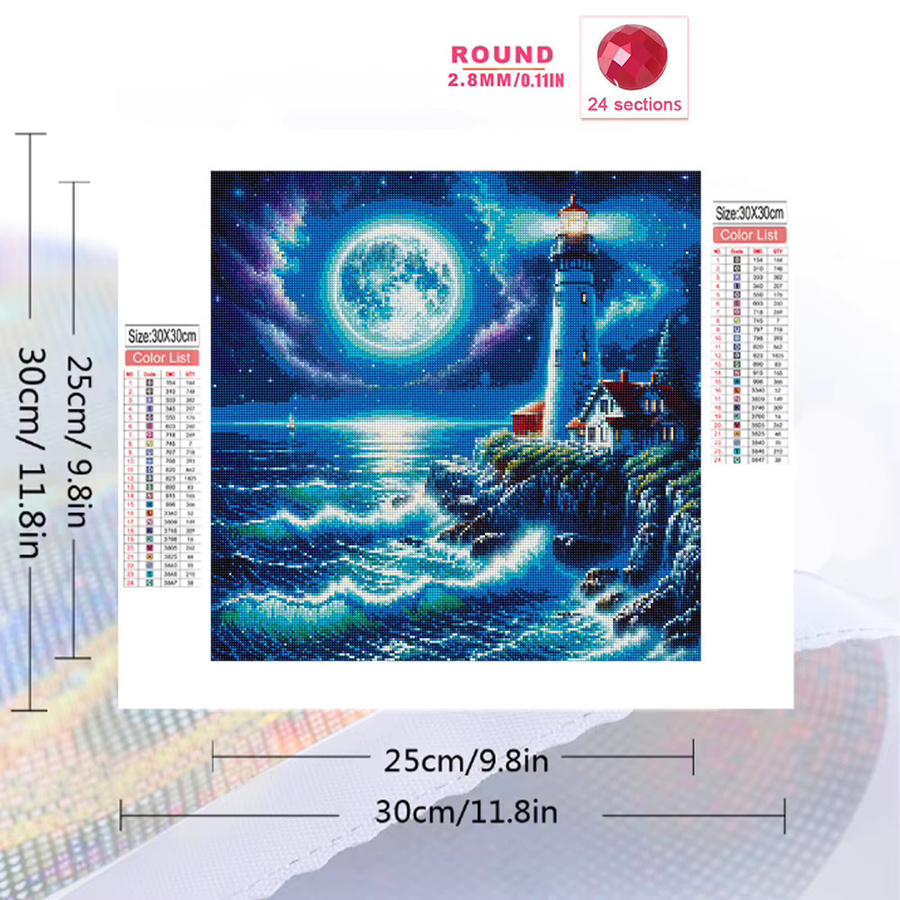 Evershine DIY Diamant Stickerei Leuchtturm Landschaft, Mosaik Malerei - Bild 2