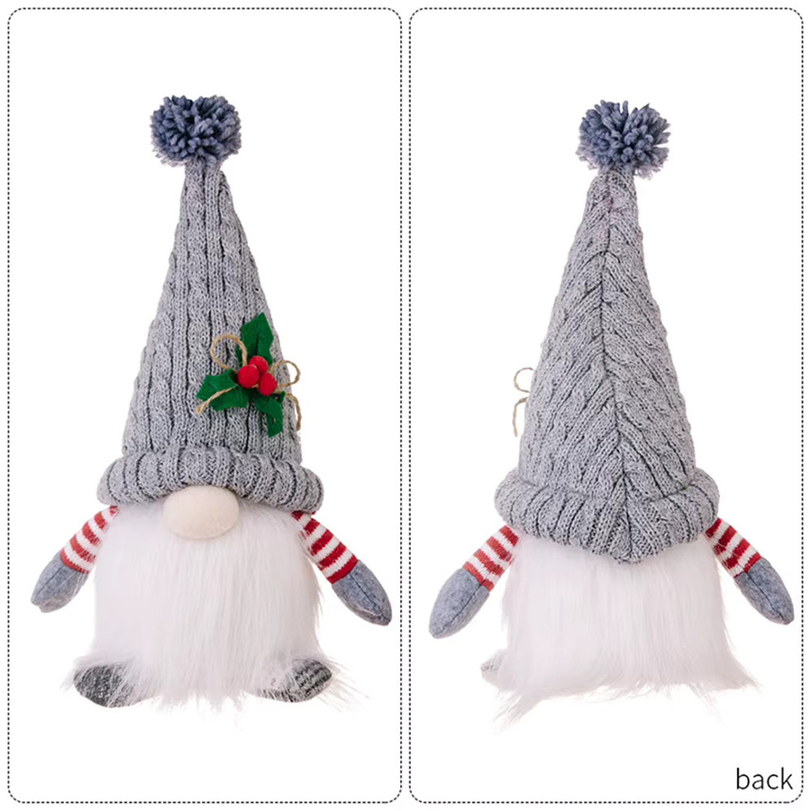 Alloet Weihnachts-Zwerg als leuchtende Plüschpuppe in Rot und Multicolour, gestrickter Elf zur Tischdekoration, Höhe: 28 cm - Bild 2