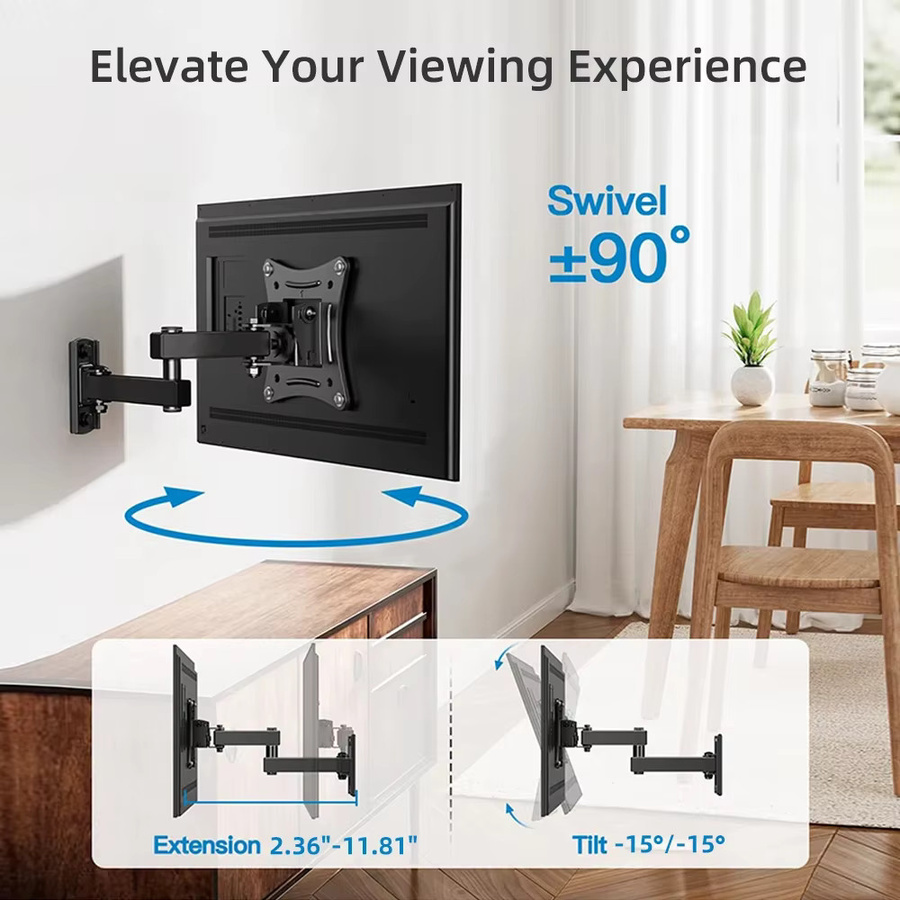 BEISHI Verstellbare TV-Wandhalterung für 10-30 Zoll LED/LCD-Fernseher, Tragkraft bis zu 10 kg, Max. VESA 100 x 100 mm, Schwarz - Bild 3