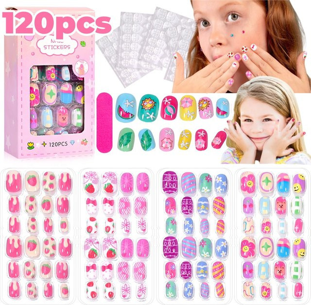 MAFANAILS Künstliche Nägel Kinder Cartoon Acryl, 120 Stück, Glänzend - Bild 1