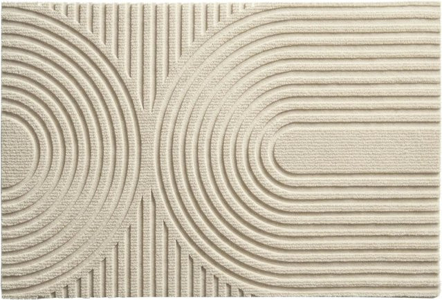 Floordirekt Schmutzfangmatte CIRCA in Beige mit Wellenmuster, rutschfest und waschbar, B/T: 90 x 150 cm - Bild 1