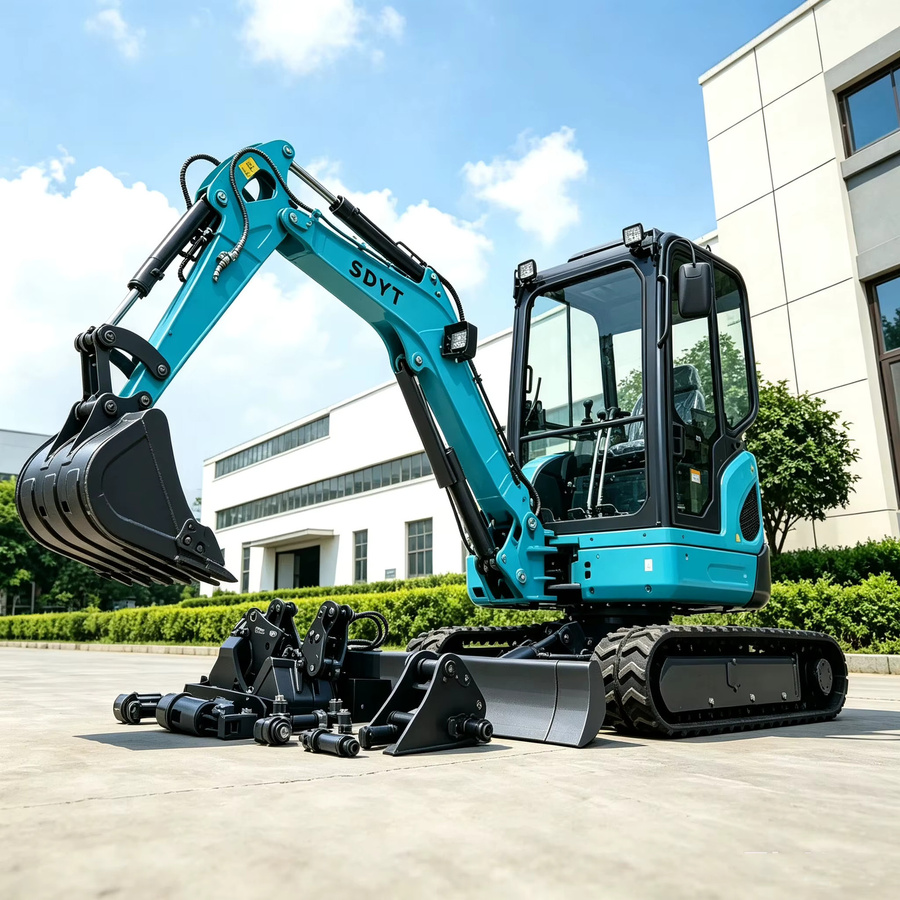 YITUI Mini-Bagger 3500kg mit Hydrauliklöffel und Anbaugeräten für Erdbewegungsprojekte - Bild 3