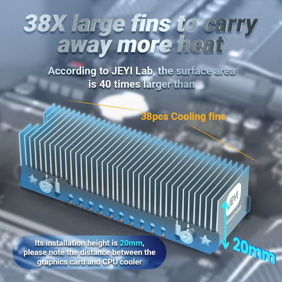 JEYI M.2 SSD-Kühlkörper aus Aluminium für NVMe, NGFF und SATA SSDs zur passiven Kühlung im PC - Bild 3