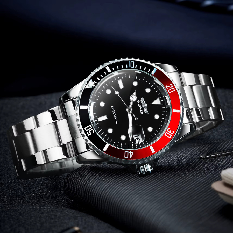 WINNER Armbanduhr Automatik, Edelstahl, Schwarz, Herren - Bild 3