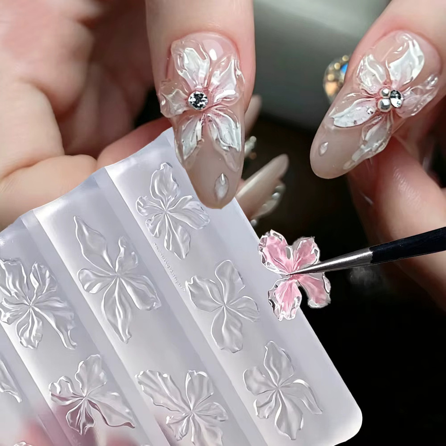 MAFANAILS Nagelschablone, 3D Hibiskusblüten, Silikon, Klar - Bild 2