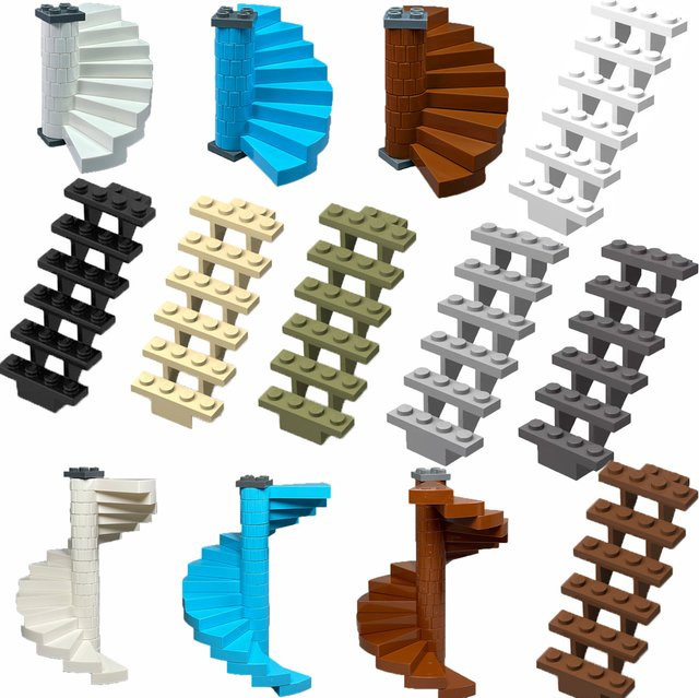BRICKPANDA MOC Treppenbausteine 7x4x6, 5-teiliges Set, Gerade Offene Stufen - Bild 1