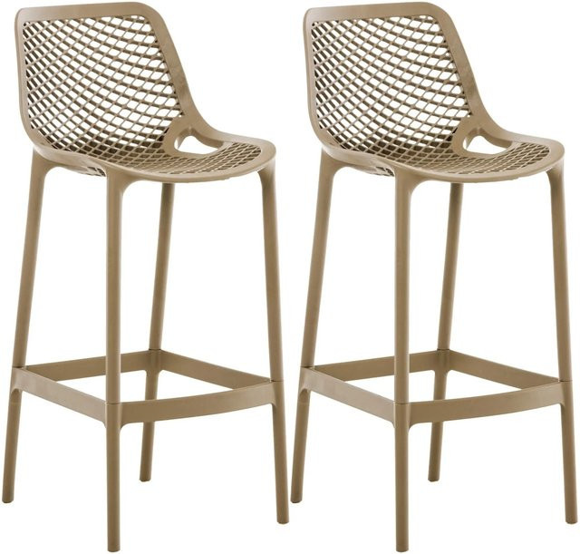2er Set Barhocker DELUKE BUNIM aus Kunststoff in Schlamm, Barstühle mit Lehne, B/T/H: 45 x 53 x 105 cm - Bild 1