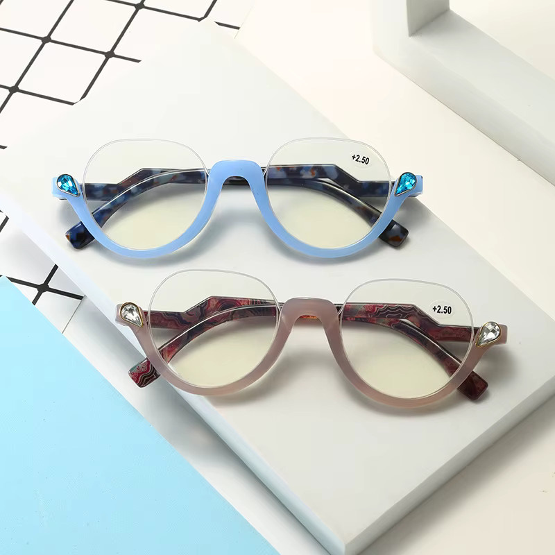 Lesebrille Halbrand, Katzenaugen, Kunststoff, Unisex - Bild 1