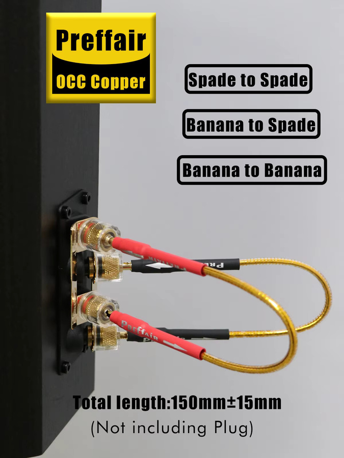 Preffair 4er-Set 8N OCC Kupfer-Silber Lautsprecherkabel mit 24K Gold Bananensteckern und Y-Steckern in Silber und Gold - Bild 3