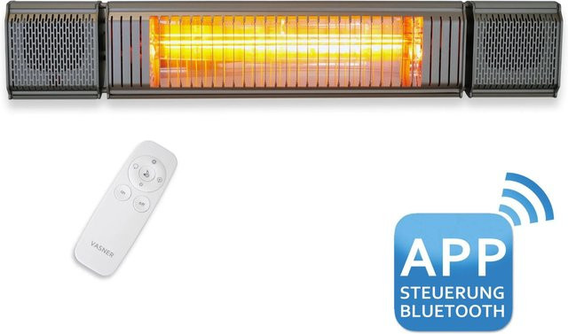 VASNER Appino BEATZZ Bluetooth Infrarot-Heizstrahler mit Musik Box, 2000 W, Grau - Bild 1