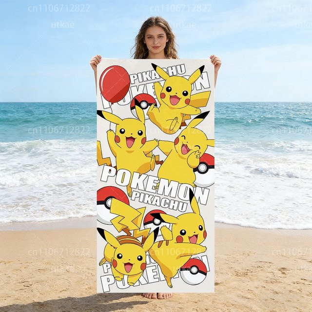 Potdemiel Pokémon Pikachu Mikrofaser Strandtuch, schnelltrocknendes und sandfreies Handtuch in Multicolour - Bild 1