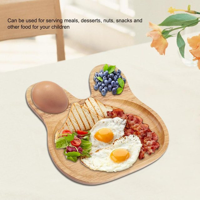 Holzteller mfySpace Kaninchen Holzschale für Kinder, beige - Bild 1