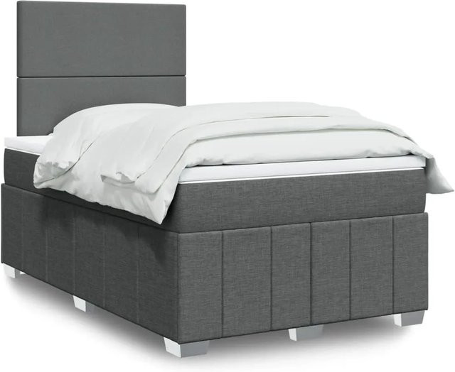 vidaXL Boxspringbett mit Matratze Dunkelgrau B/T/H: 120 x 190 x 140,5 cm mit USB-Anschluss und Unterbettbeleuchtung - Bild 1