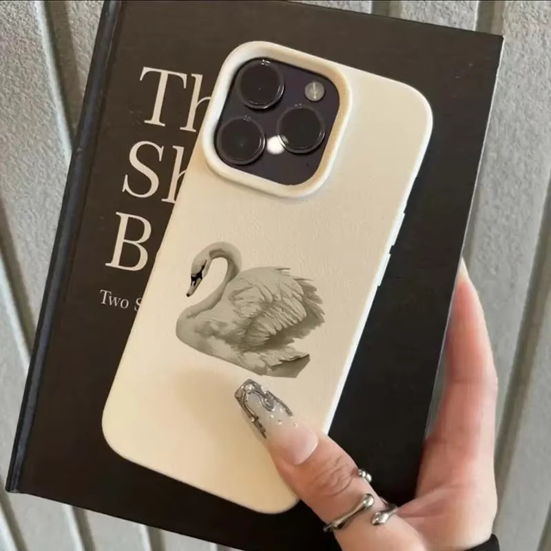 Elegante weiße Schwan Lichee Ledermuster Handyhülle für Samsung Galaxy S25 S24 S23 S22 S21 S20 S10 Plus Ultra 4G 5G stoßfeste Schutzhülle - Bild 2