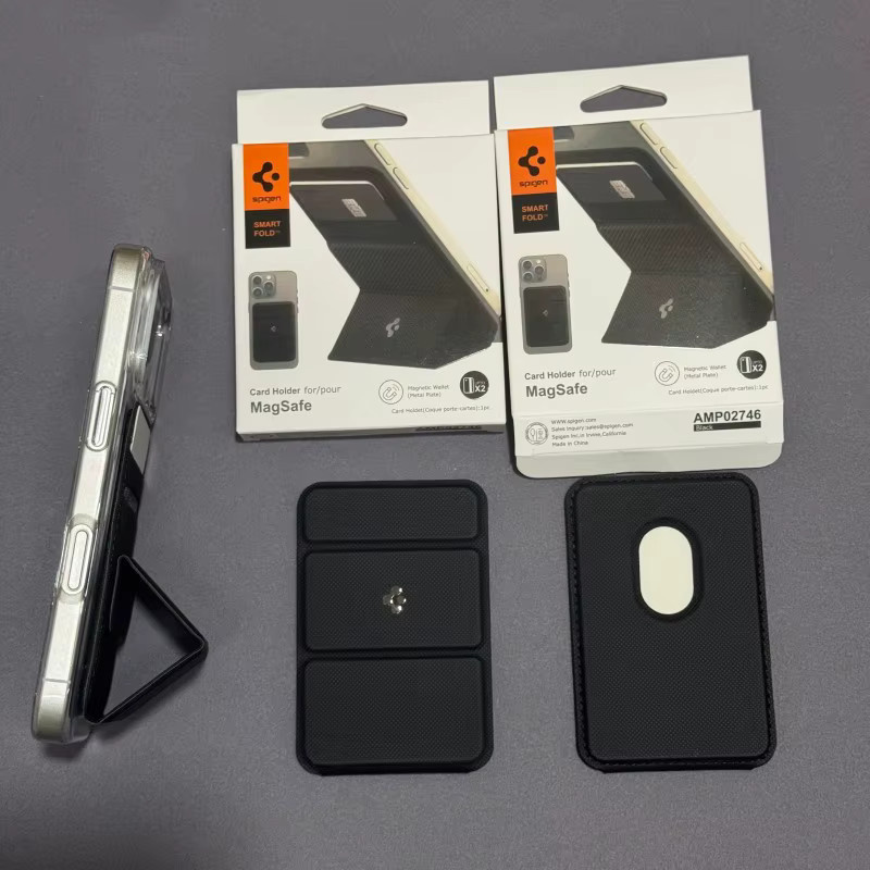 Spigen Magnetische Falten-Brieftasche mit Kartenhalter und Ständer für iPhone 11 bis iPhone 17 Pro Max, kompatibel mit MagSafe, in Schwarz oder Rot - Bild 6