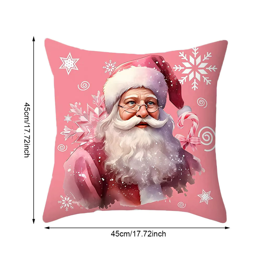 Runtow Weihnachts-Kissenbezug mit Weihnachtsmann-Motiv in Pink, B/H: 45 x 45 cm - Bild 3