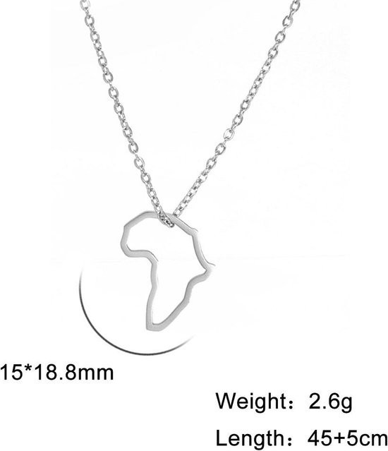 Halskette mit Afrika-Karten-Anhänger, Edelstahl, Gold, Damen, 45-50cm - Bild 1