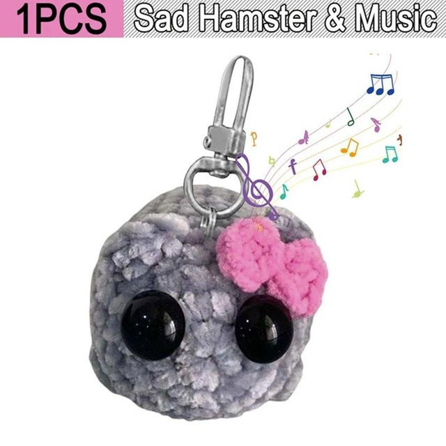 Schlüsselanhänger Chenille trauriger Hamster, Stoffpuppe mit Ton Musik, Unisex - Bild 1