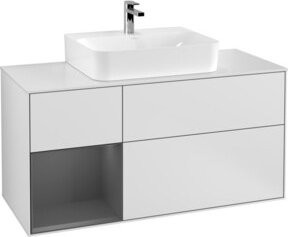 V&B Waschtischunterschrank Finion mit Wandbeleuchtung, Weiß lackiert, Breite: 120 cm, Höhe: 50,1 cm, Tiefe: 50,1 cm - Bild 1