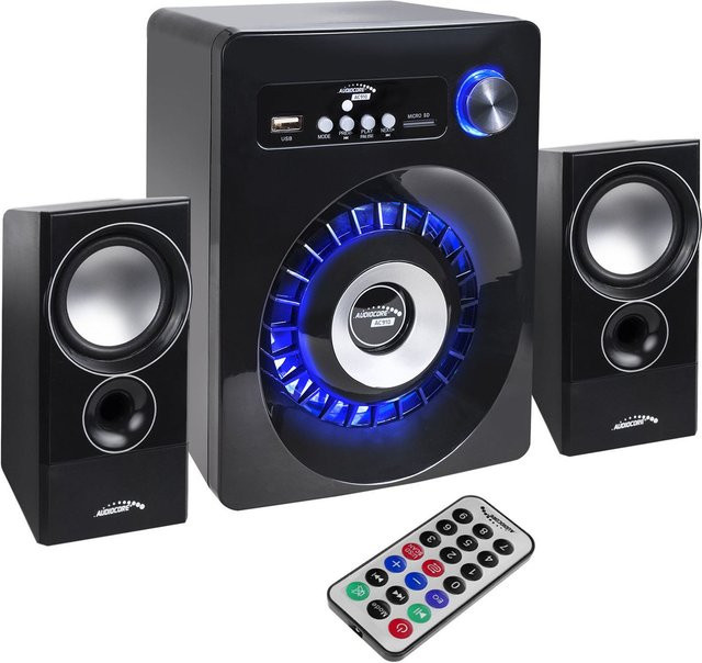 Audiocore AC910 Bluetooth-Lautsprecherset 2.1 in Schwarz mit FM-Radio, TF-Karteneingang, AUX und USB-Stromversorgung - Bild 1
